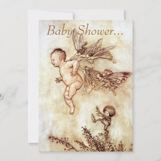 ピーターパンアズベビー-ベビー飛んでいるシャワー招待状 招待状 (正面)