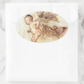 ピーターパン飛んでいるベビーと妖精ステッカー 楕円形シール (バッグ)