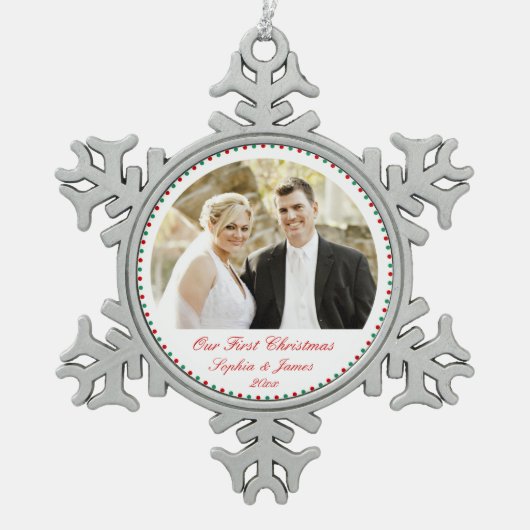 ピーターホワイトアール初めてのクリスマスオーナメント スノーフレークピューターオーナメント (正面)