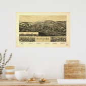 ピーターボローニューハンプシャー1886アンティークパノラマ ポスター (キッチン)