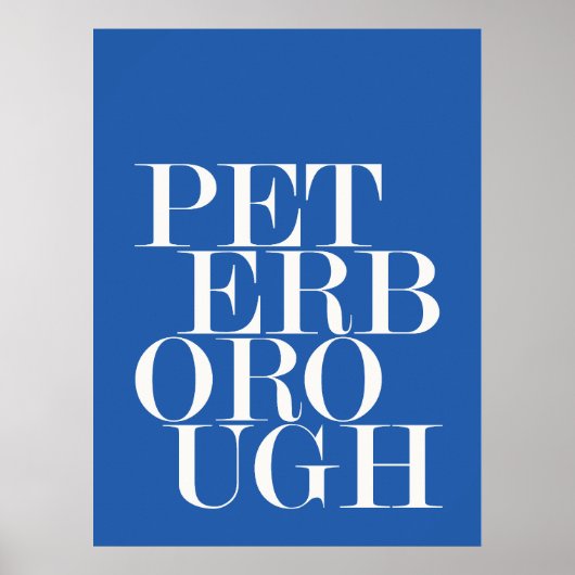 ピーターボローUKタウンタイポグラフィミニマリストアートワーク ポスター (正面)