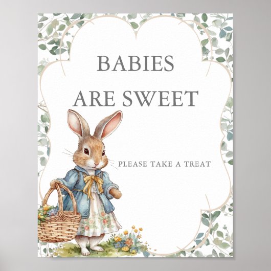 ピーターラビットガールベビーシャワーベビーは甘い ポスター (正面)