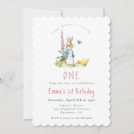 ピーターラビットガール1歳の誕生日の招待 招待状