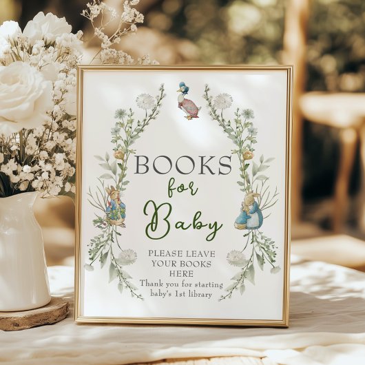 ピーターラビットグリーンリーワイルドフラワーブックベビー ポスター