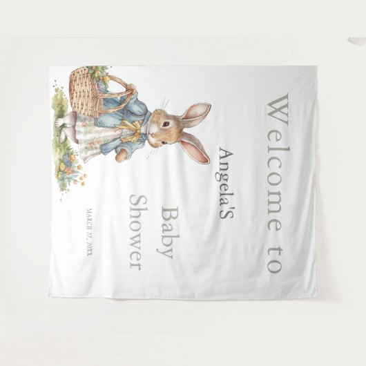 ピーターラビットスイートバニーガールベビーシャワー タペストリー (正面(横))