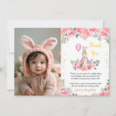 ピーターラビットピンクサンキューカード誕生日パーティー サンキューカード (正面)