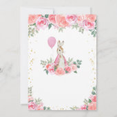 ピーターラビットピンクフローラガール誕生日招待状 招待状 (裏面)