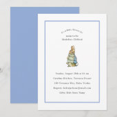 ピーターラビットブルーとホワイトヴィンテージベビーシャワー 招待状 (正面/裏面)