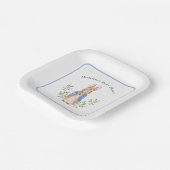 ピーターラビットブルーホワイトヴィンテージベビーシャワー ペーパープレート (傾斜あり)