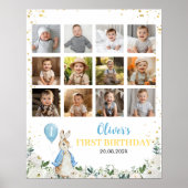 ピーターラビットボーイ誕生日フォトマイルストーンサイン ポスター (正面)