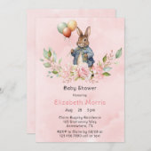 ピーターラビットローレルリースガールベビーシャワー 招待状 (正面/裏面)