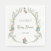 ピーターラビットワイルドフラワーウォーターカラーベビーシャワー スタンダードランチョンナプキン (正面)