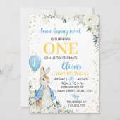 ピーターラビットワイルドフラワーファースト誕生日招待状 招待状 (正面)