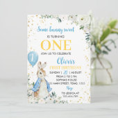 ピーターラビットワイルドフラワーファースト誕生日招待状 招待状 (スタンド正面)