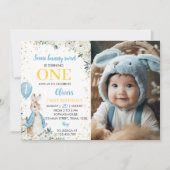 ピーターラビット誕生日フォト招待状 サンキューカード (正面)