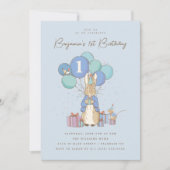 ピーターラビット1stバースデーブルー紙吹雪 招待状 (正面)