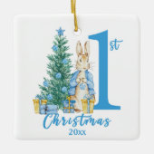 ピーターラビット1stファーストブルークリスマスホリデー セラミックオーナメント (正面)