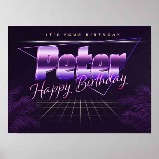 ピーター名Vorname lila retroポスターGeburtstag ポスター (正面)