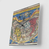 ピーター・アピアンによる1520年のアンティークハート型世界地図 スクエア壁時計 (傾斜)