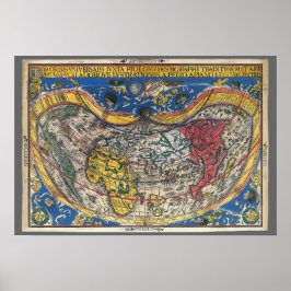 ピーター・アピアンによる1520年のアンティークハート型世界地図 ポスター