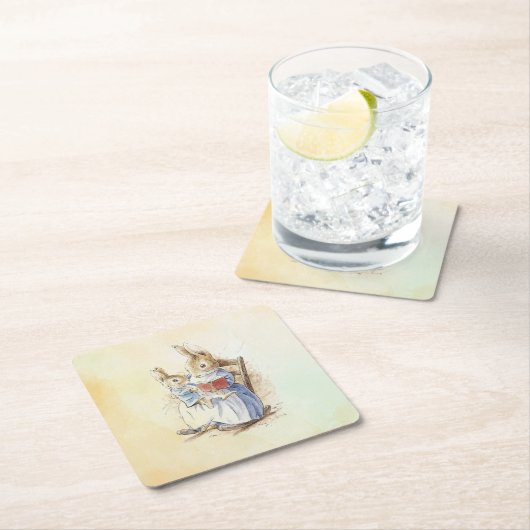 ピーター・ウサギ（本） スクエアペーパーコースター (インサイチュ)