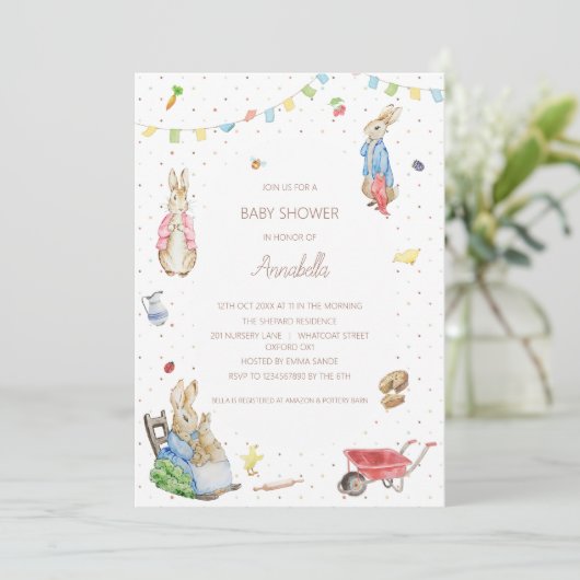 ピーター・ザ・ウサギと家族の赤ちゃんシャワー 招待状 (スタンド正面)
