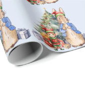 ピーター・ザ・ウサギと小妖精や小人とクリスマスツリー ラッピングペーパー (ロールコーナー)