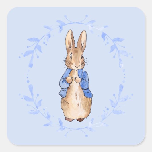 ピーター・ザ・ウサギと青い葉のリース スクエアシール (正面)