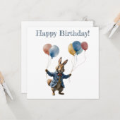 ピーター・ザ・ウサギと風船ハッピーバースデーカード カード (正面/裏面インサイチュ)