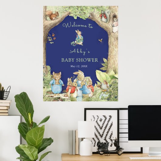 ピーター・ザ・ウサギの森の友達がシャワーを浴びてようこそ ポスター (ホームオフィス)