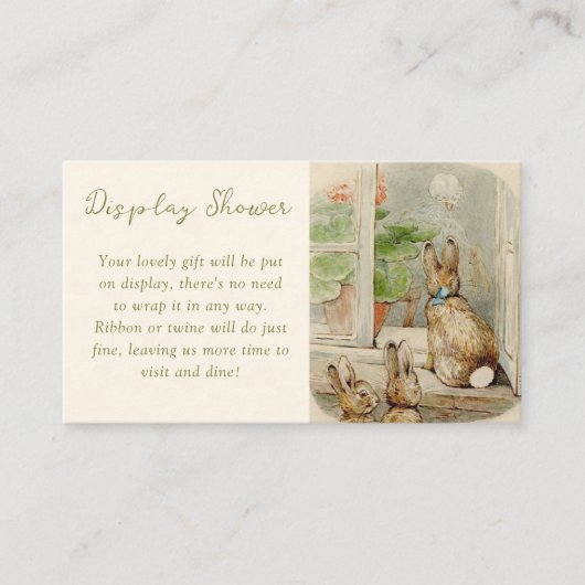 ピーター・ザ・ウサギ赤ちゃんシャワー展示シャワー エンクロージャーカード (正面)