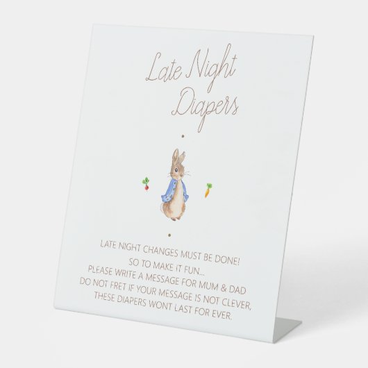ピーター・ザ・ウサギ赤ん坊シャワー深夜おむつ 台座サイン (正面)
