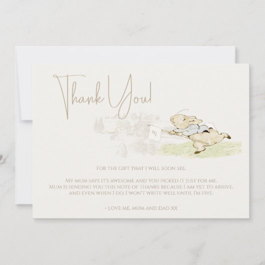 ピーター・ザ・ウサギSome Bunny Baby Shower サンキューカード (正面)