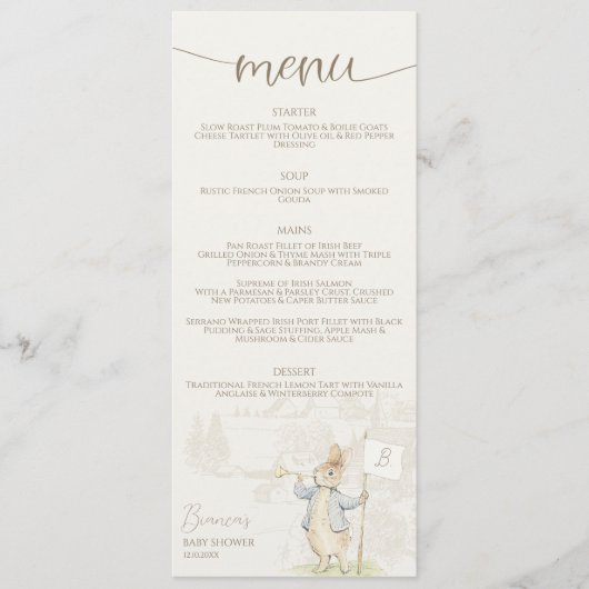 ピーター・ザ・ウサギSome Bunny Baby Shower メニュー (正面)