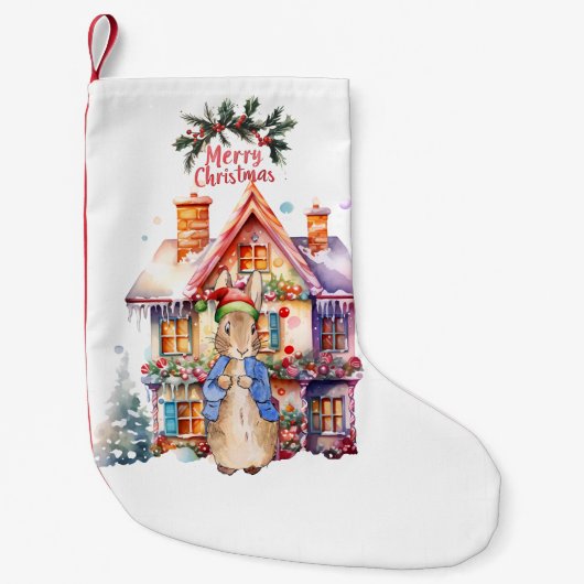 ピーター・ザ・ラビットとクリスマスコテージ スモールクリスマスストッキング (正面)