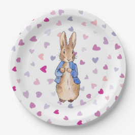 ピーター・ザ・ラビットのハート模様 ペーパープレート