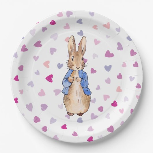ピーター・ザ・ラビットのハート模様 ペーパープレート (正面)