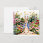 ピーター・ザ・ラビットの庭での1歳の誕生日 招待状 (正面/裏面)