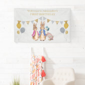 ピーター・ザ・ラビットの最初の誕生日バナー 横断幕 (インサイチュ)