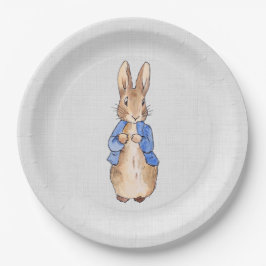 ピーター・ザ・ラビットの灰色のリネンの質感 ペーパープレート