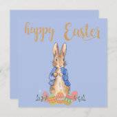 ピーター・ザ・ラビットの青い背景 サンキューカード (正面/裏面)