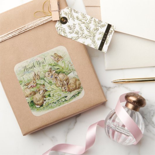 ピーター・ザ・ラビットガーデン赤ちゃんシャワーありがとう スクエアシール (ギフト)