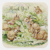 ピーター・ザ・ラビットガーデン赤ちゃんシャワーありがとう スクエアシール (正面)