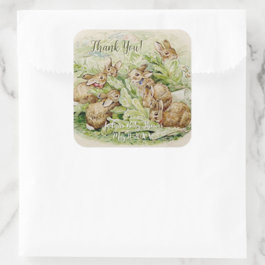 ピーター・ザ・ラビットガーデン赤ちゃんシャワーありがとう スクエアシール (バッグ)