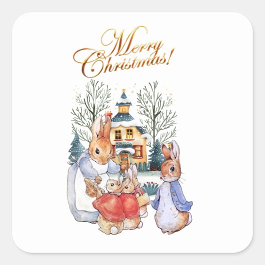 ピーター・ザ・ラビットクリスマスショッピング スクエアシール (正面)