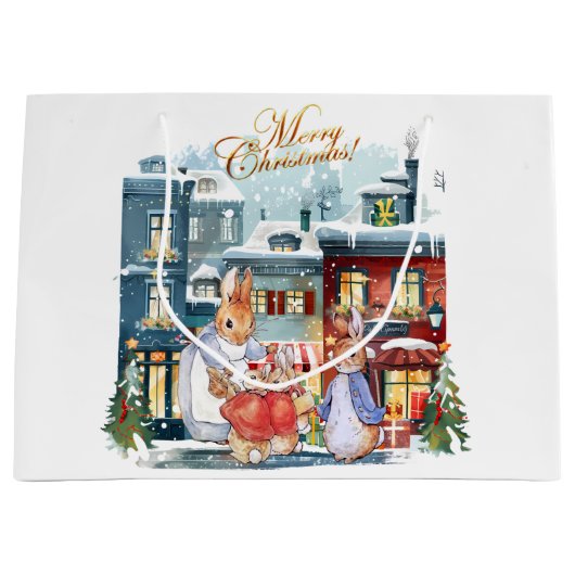 ピーター・ザ・ラビットクリスマスショッピング ラージペーパーバッグ (正面)