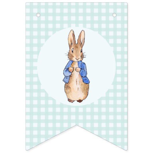 ピーター・ザ・ラビットグリーンのチェック模様の背景 バンティングフラッグ (第1の旗)