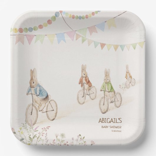 ピーター・ザ・ラビットバニー男女兼用・ベイビー・シャワー ペーパープレート (正面)