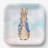 ピーター・ザ・ラビットパステルブルーとピンクの雲 ペーパープレート (正面)