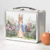 ピーター・ザ・ラビットピンクのガムが庭に メタルランチボックス (インサイチュ)